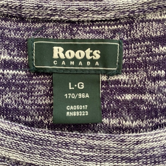 Roots slub knit purple and white cowl neck pull over drawstring waist size L - Picture 4 of 9